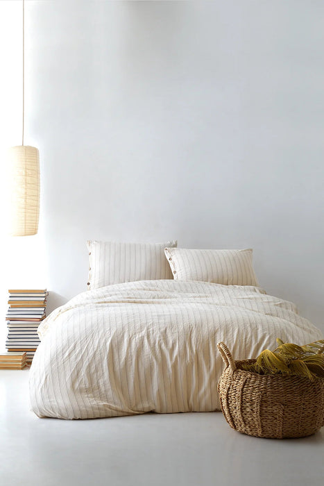 Sunday Chambray Striped Bed Sheet Set - FineFamilyGoods