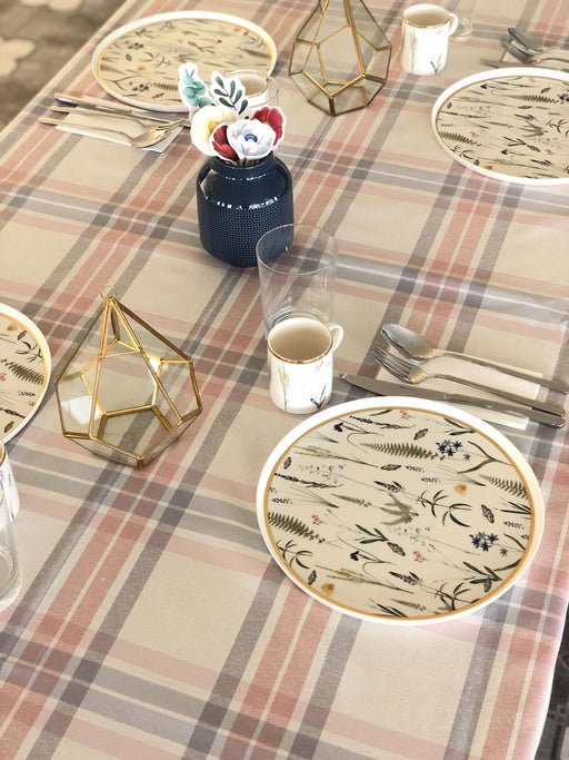 Tablecloth Scotch- Powder & Grey - FineFamilyGoods