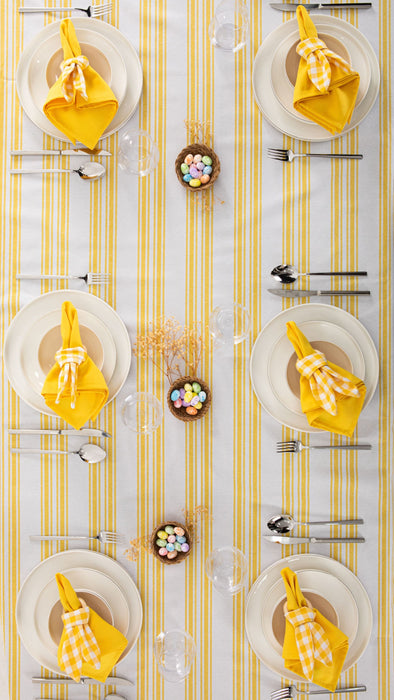 White and Yellow Tablecloth - FineFamilyGoods