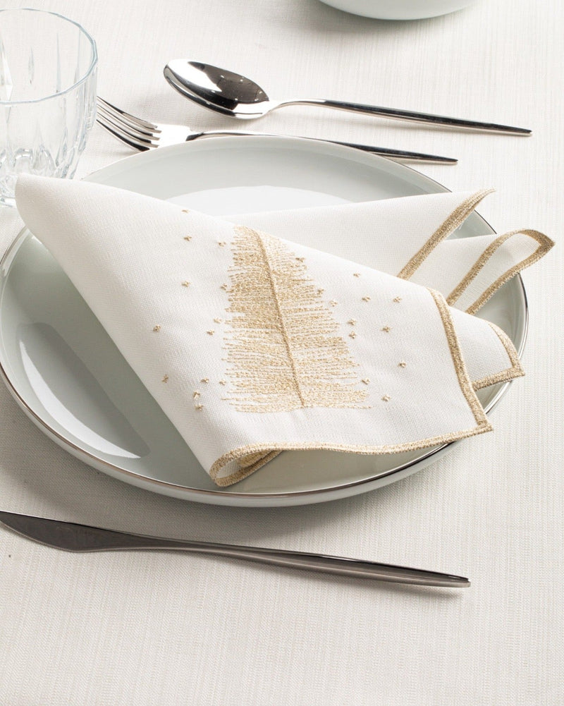 Luxury Gold Christmas Tree Embroidered Tablecloth & Napkin Set – Holiday Dining Decor – FineFamilyGoods - FineFamilyGoods59"x 94"/ 6 Napkins