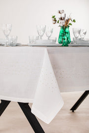 Luxury Gold Christmas Tree Embroidered Tablecloth & Napkin Set – Holiday Dining Decor – FineFamilyGoods - FineFamilyGoods59"x 94"/ 6 Napkins