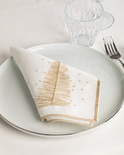 Luxury Gold Christmas Tree Embroidered Tablecloth & Napkin Set – Holiday Dining Decor – FineFamilyGoods - FineFamilyGoods59"x 94"/ 6 Napkins