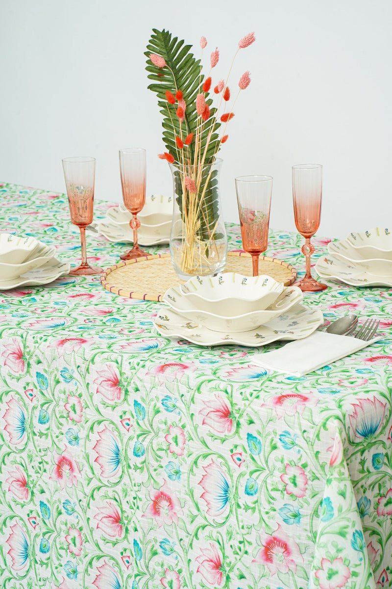 Pink and Green Floral Tablecloth - FineFamilyGoodstablecloth59"x 94"