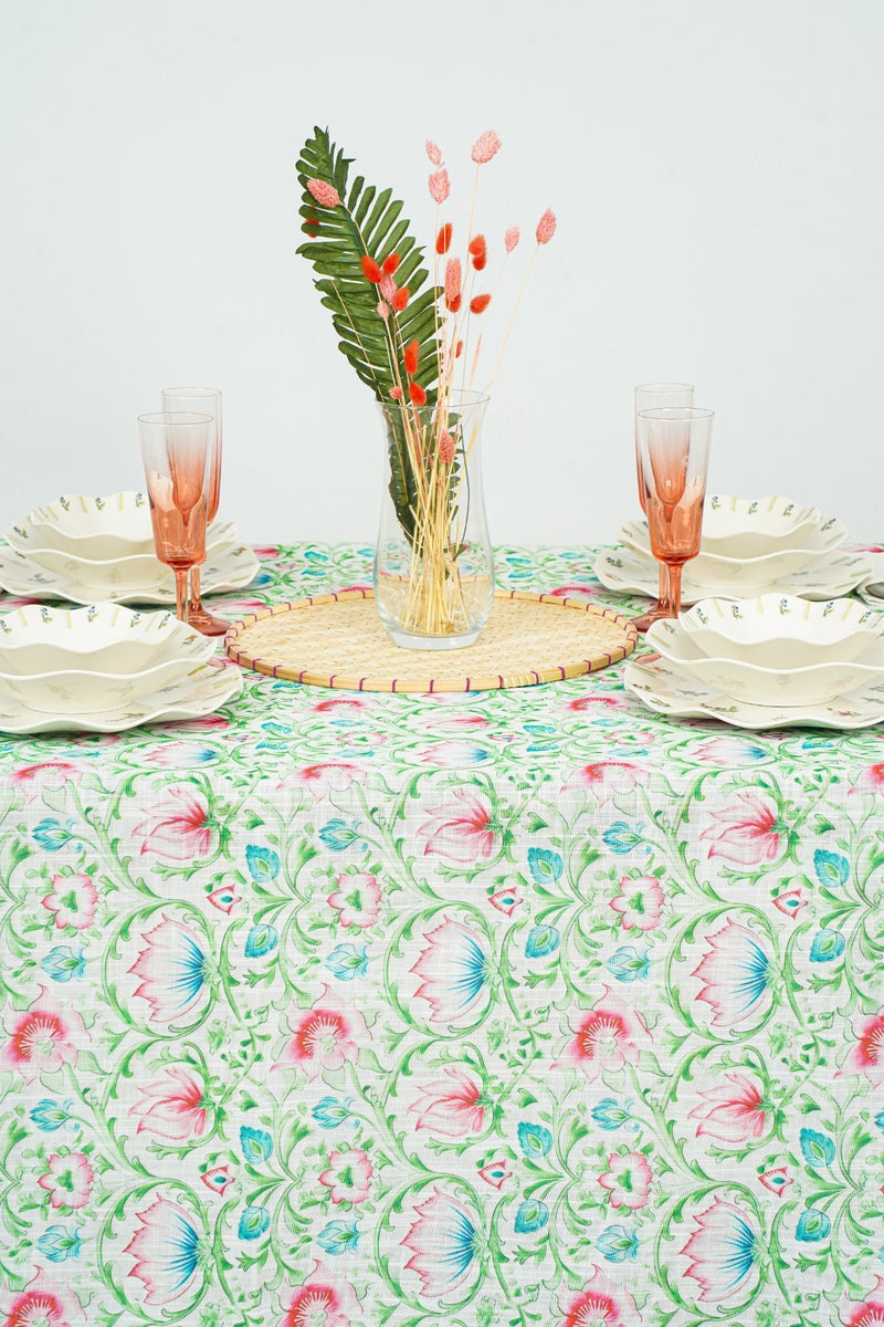 Pink and Green Floral Tablecloth - FineFamilyGoodstablecloth59"x 94"