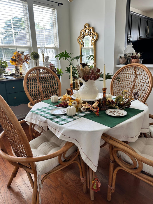 Plaid and Plain Placemat Set - Emerald Green - FineFamilyGoods