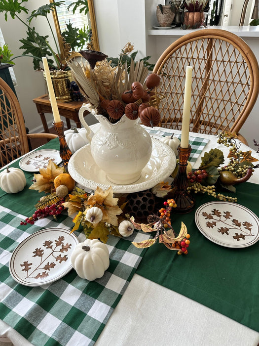 Plaid and Plain Placemat Set - Emerald Green - FineFamilyGoods