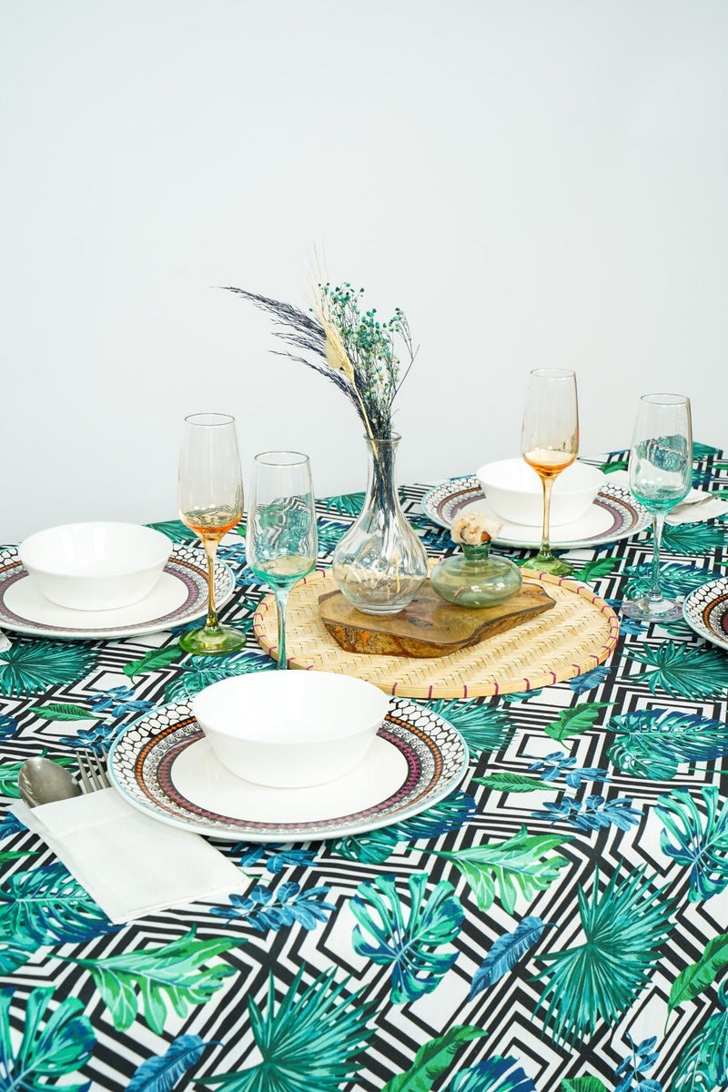 Tropical Geometric Tablecloth - FineFamilyGoods59"x 94"