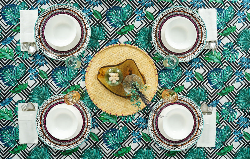 Tropical Geometric Tablecloth - FineFamilyGoods59"x 94"