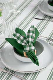 White and Emerald Green Tablecloth - FineFamilyGoods63" x 94"