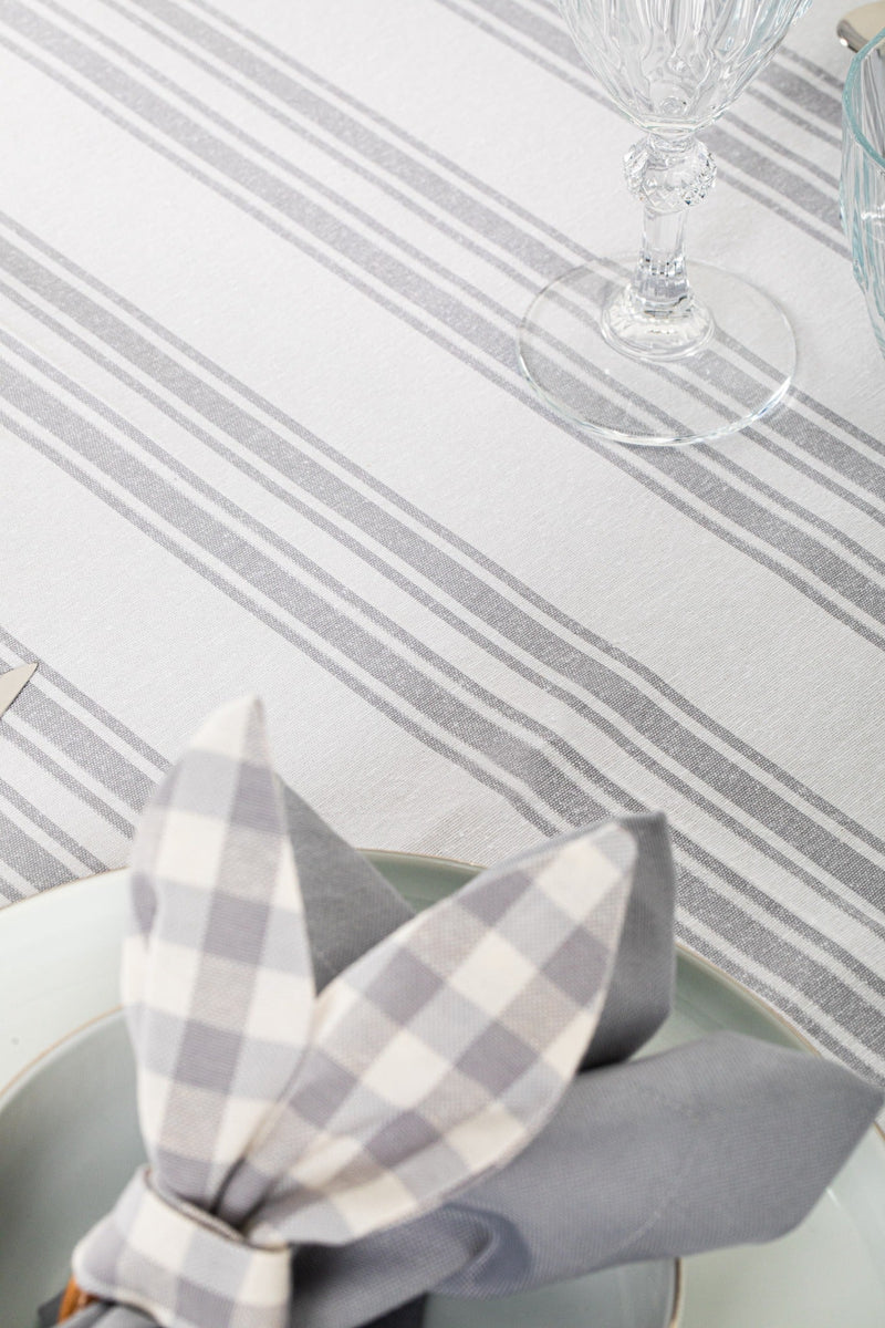 White and Gray Tablecloth - FineFamilyGoods63" x 94"