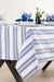 White and Navy Tablecloth - FineFamilyGoods63" x 94"