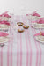 White and Pink Striped Table Set - Tablecloth, Napkin, Napkin Holder - FineFamilyGoods67"x 94"