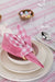 White and Pink Striped Table Set - Tablecloth, Napkin, Napkin Holder - FineFamilyGoods67"x 94"