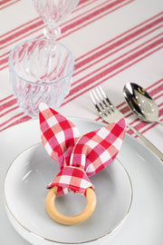 White and Red Table Set - Tablecloth, Napkin, Napkin Ring - FineFamilyGoods63" x 94"