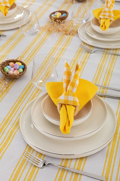 White and Yellow Tablecloth - FineFamilyGoods