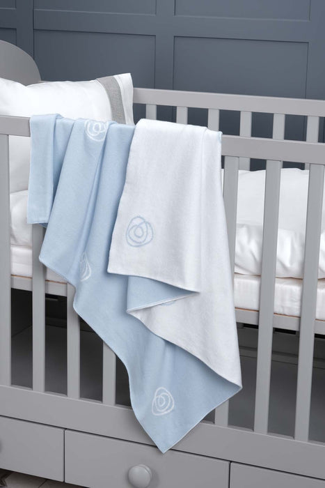 Baby Blanket Tricot Double Cotton Blue - FineFamilyGoods