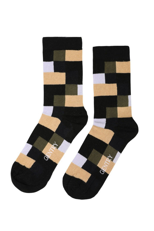 Black Geometric Patterned Socks - FineFamilyGoodsMedium (7-9)