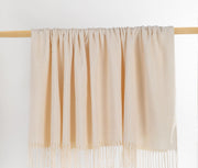 Chenille Throw Blanket with Fringe- Cream - FineFamilyGoods