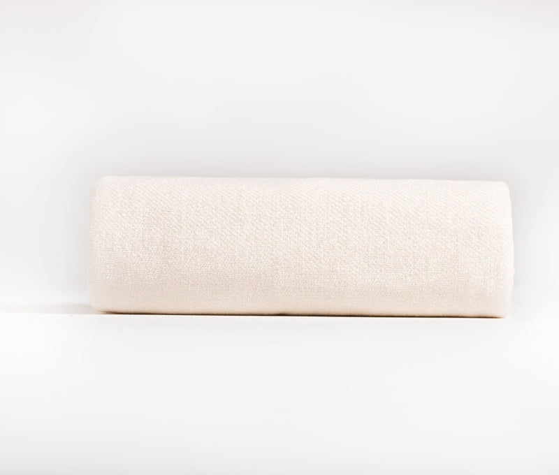 Chenille Throw Blanket with Fringe- Cream - FineFamilyGoods