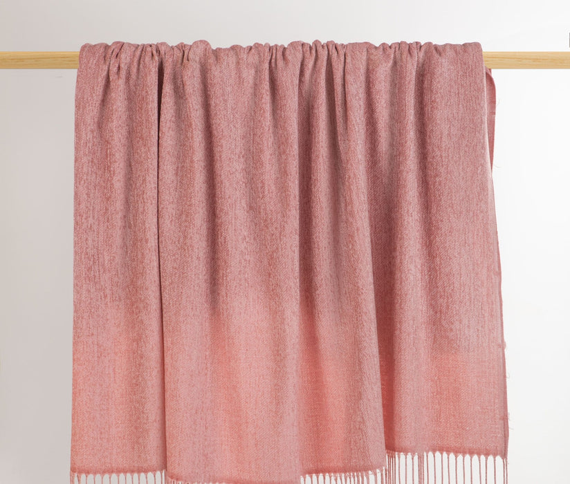 Chenille Throw Blanket with Fringe- Powder Pink - FineFamilyGoods