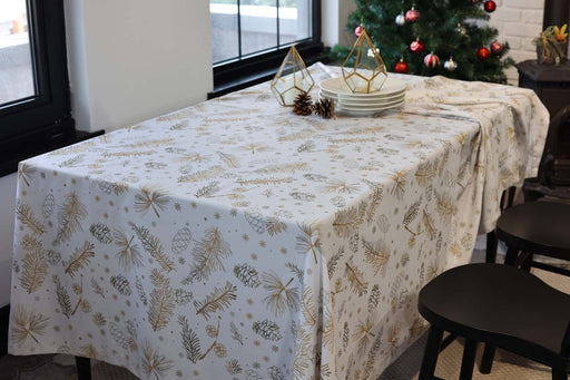 Christmas Forest Tablecloth- Ecru - FineFamilyGoods62"x 94"