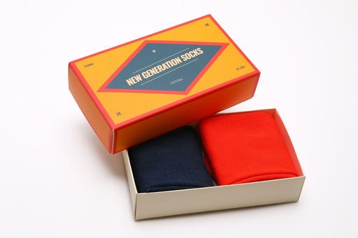 Classic Navy and Orange Socks Set of 2 - FineFamilyGoodsMedium (7 - 9)