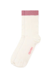Classic Ribbed Pattern Socks White and Pink Set of 2 - FineFamilyGoodsMedium (7 - 9)