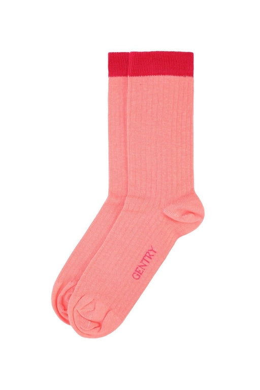 Classic Ribbed Pattern Socks White and Pink Set of 2 - FineFamilyGoodsMedium (7 - 9)