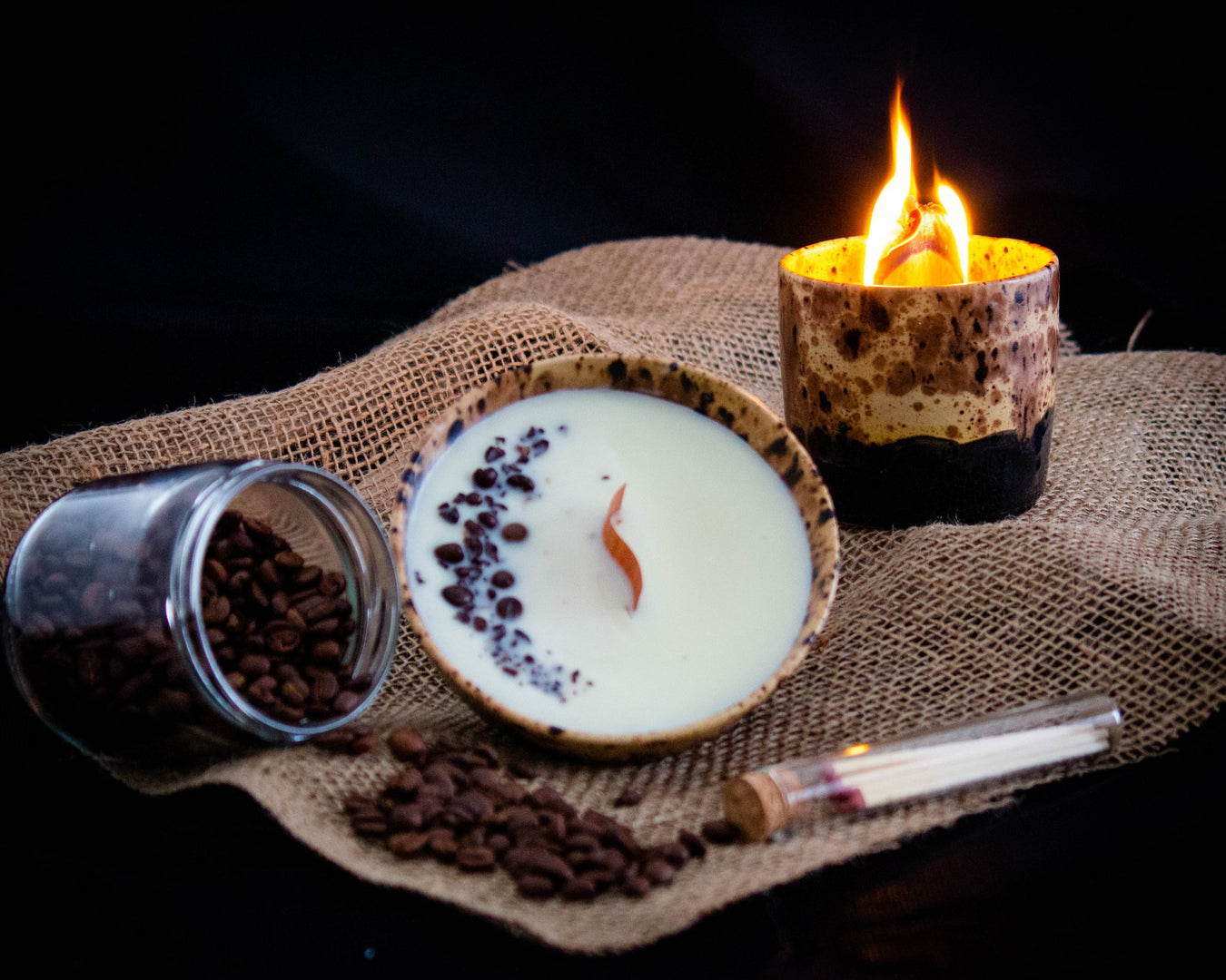 Coffee Scent Handmade Ceramic Soy Wax Candle - FineFamilyGoods