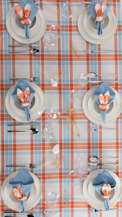 Easter Table Set - Blue & Orange - FineFamilyGoods63"x 94"