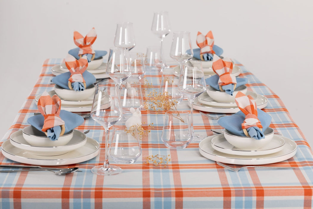 Easter Table Set - Blue & Orange - FineFamilyGoods63"x 94"