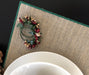 Embroidered Jute and Plaid Placemat Set- Green - FineFamilyGoods