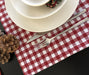 Embroidered Jute and Plaid Placemat Set- Red - FineFamilyGoods