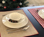 Embroidered Jute and Plaid Placemat Set- Red - FineFamilyGoods