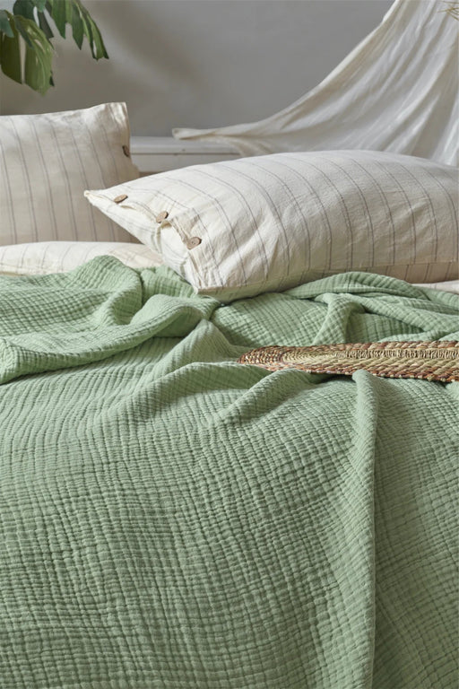 Green Muslin Throw Blanket - FineFamilyGoods