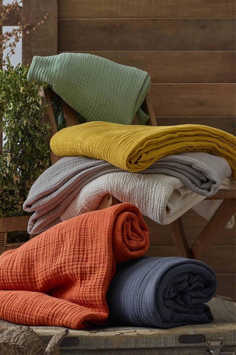 Green Muslin Throw Blanket - FineFamilyGoods