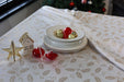 Jacquard Christmas Holly Berry Plant Tablecloth- Ecru & Gold - FineFamilyGoods59"x 94"