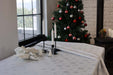 Jacquard Christmas Snowfall Tablecloth- Ecru & Silver - FineFamilyGoods59"x 94"