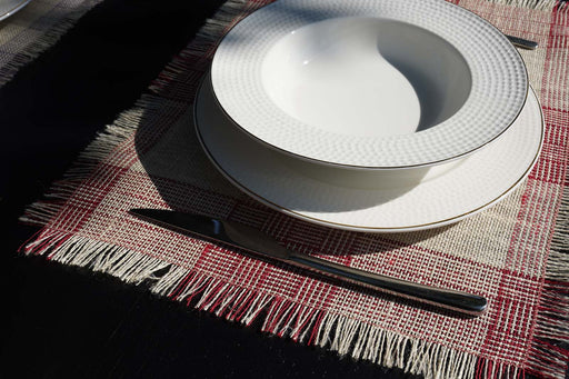 Jute Placemat Checked Red - FineFamilyGoods