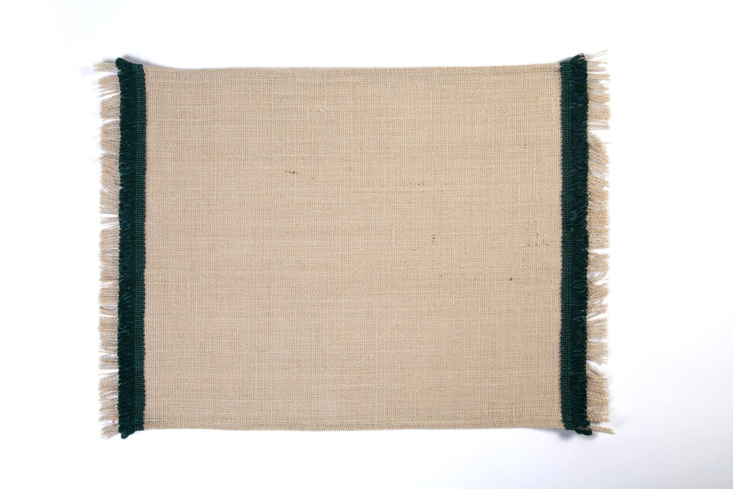 Jute Placemat with Green Fringe - FineFamilyGoods