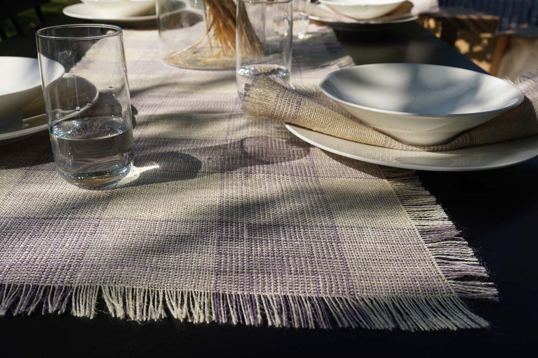 Lilac Checked Jute Runner - FineFamilyGoods