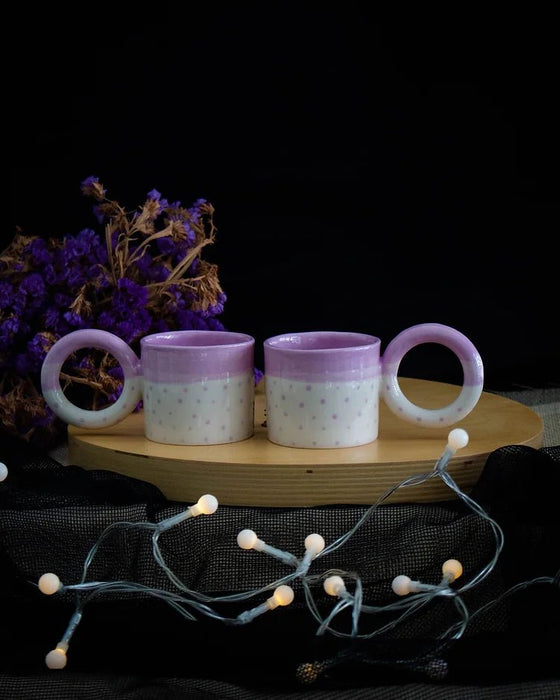 Lilac Polka Dot Ceramic Espresso Cup Set - FineFamilyGoods