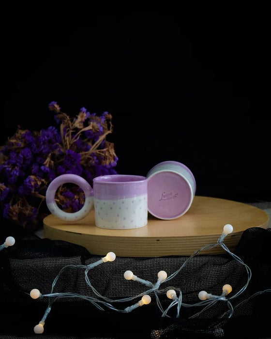 Lilac Polka Dot Ceramic Espresso Cup Set - FineFamilyGoods