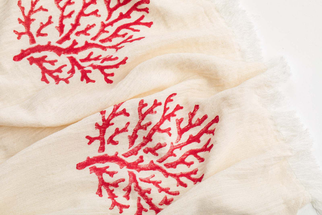 Peshtemal Towel Crinkle Muslin Tree Red - FineFamilyGoods