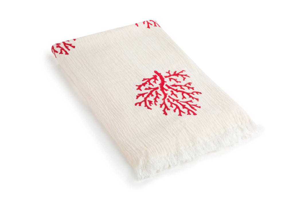 Peshtemal Towel Crinkle Muslin Tree Red - FineFamilyGoods