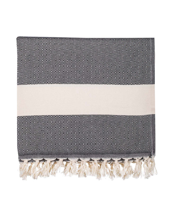 Peshtemal Towel Diamond Throw Black - FineFamilyGoods