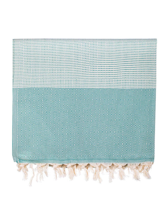 Peshtemal Towel Diamond Throw Green - FineFamilyGoods