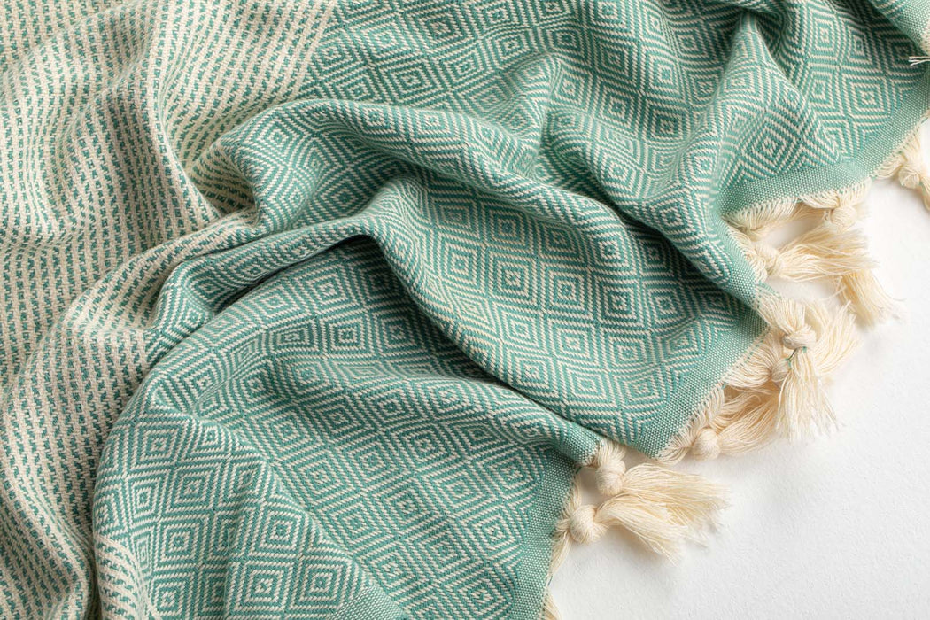 Peshtemal Towel Diamond Throw Green - FineFamilyGoods