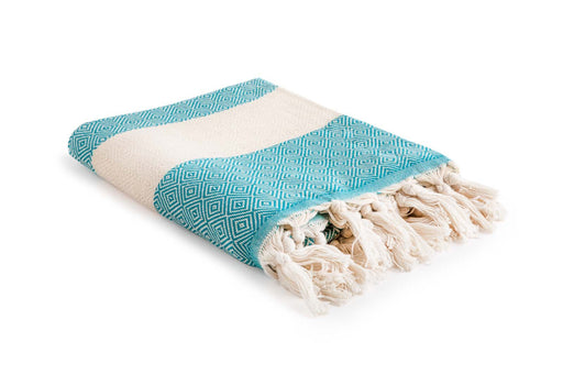 Peshtemal Towel Diamond Throw Teal - FineFamilyGoods