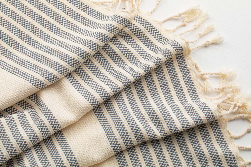 Peshtemal Towel Narrow Stripe Navy Blue - FineFamilyGoods